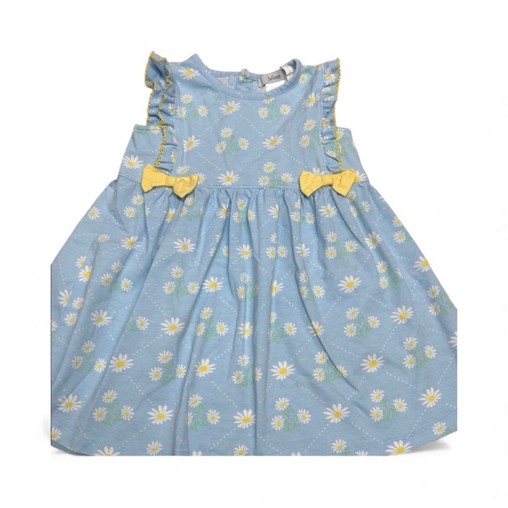 Ishtex Blue Floral Dress with Yellow Bows